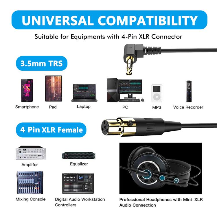 JUNSUNMAY 3.5mm Stereo Male to 4 Pin XLR Female Mixer Spring Extension Adapter Cable, Length: 0.5m - Microphone Audio Cable & Connector by JUNSUNMAY | Online Shopping UK | buy2fix