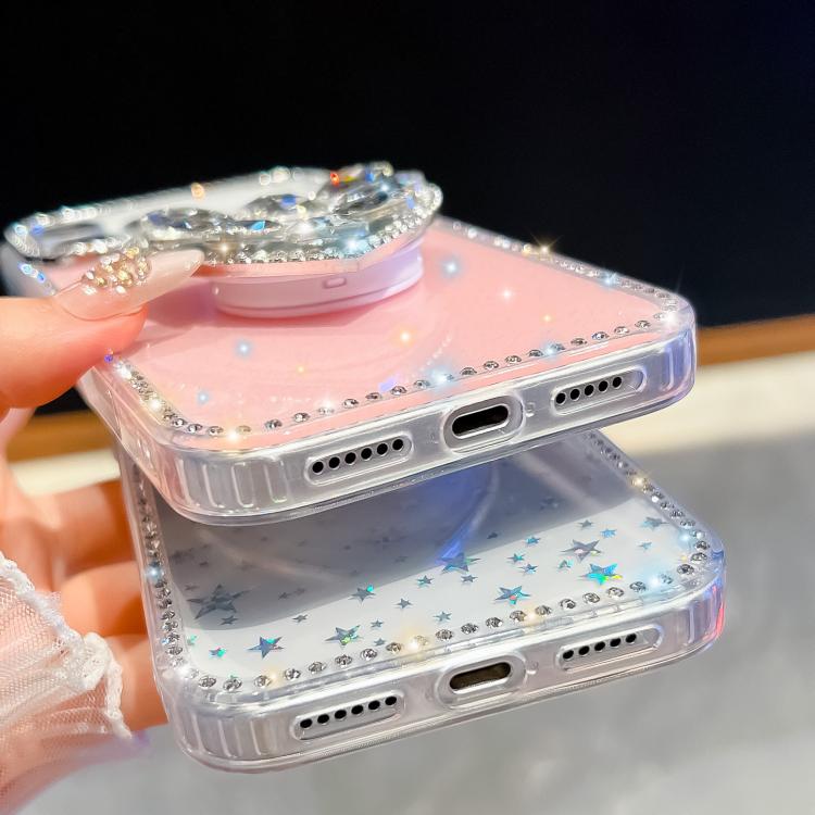 For iPhone Air Diamond Glitter Gemstone Heart Holder Phone Case(Light Green) - iPhone Air Cases by buy2fix | Online Shopping UK | buy2fix