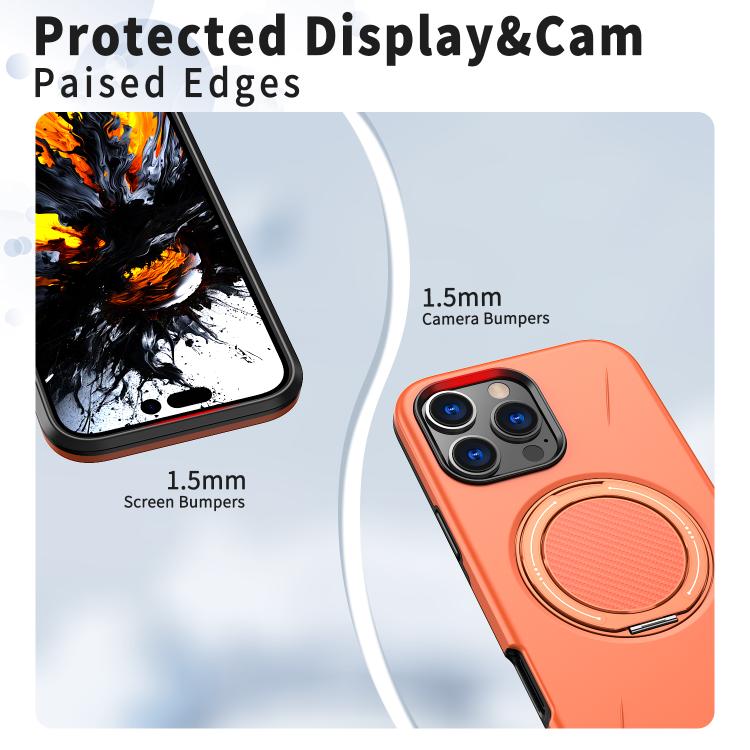 For iPhone 16 Pro Max Kalebol Magnetic MagSafe Rotation Holder PC Phone Case(Orange) - iPhone 16 Pro Max Cases by Kalebol | Online Shopping UK | buy2fix
