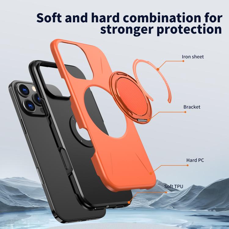For iPhone 16 Pro Max Kalebol Magnetic MagSafe Rotation Holder PC Phone Case(Orange) - iPhone 16 Pro Max Cases by Kalebol | Online Shopping UK | buy2fix