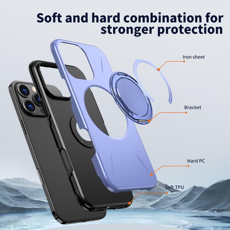 For iPhone 16 Pro Kalebol Magnetic MagSafe Rotation Holder PC Phone Case(Lilac) - iPhone 16 Pro Cases by Kalebol | Online Shopping UK | buy2fix