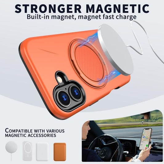 For iPhone 17 Kalebol Magnetic MagSafe Rotation Holder PC Phone Case(Orange) - iPhone 17 Cases by Kalebol | Online Shopping UK | buy2fix