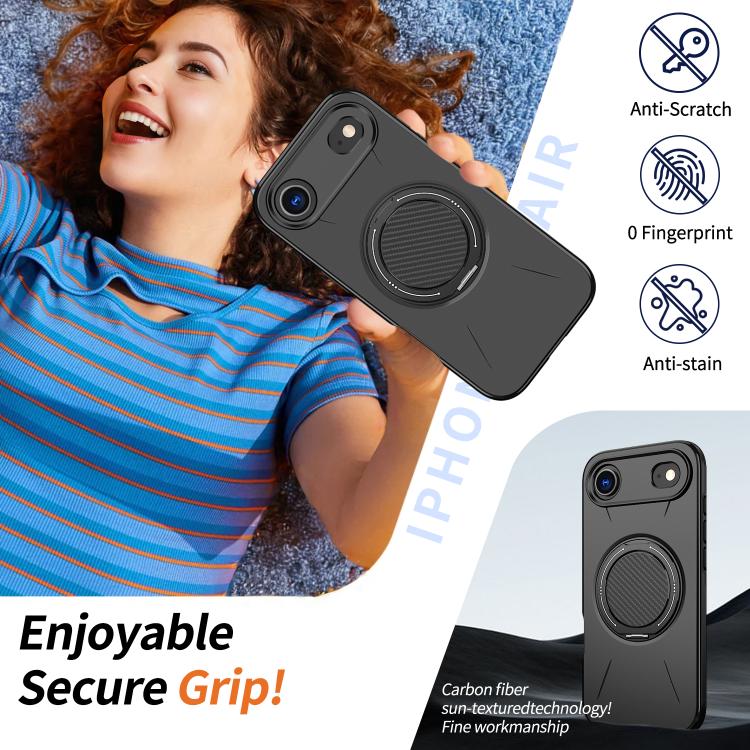 For iPhone 17 Air Kalebol Magnetic MagSafe Rotation Holder PC Phone Case(Black) - iPhone 17 Air Cases by Kalebol | Online Shopping UK | buy2fix