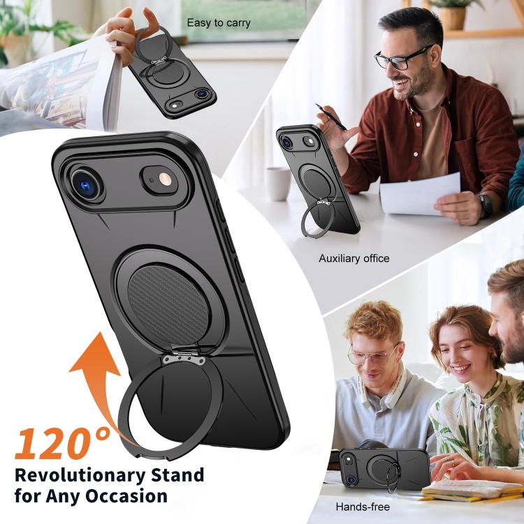 For iPhone 17 Air Kalebol Magnetic MagSafe Rotation Holder PC Phone Case(Black) - iPhone 17 Air Cases by Kalebol | Online Shopping UK | buy2fix