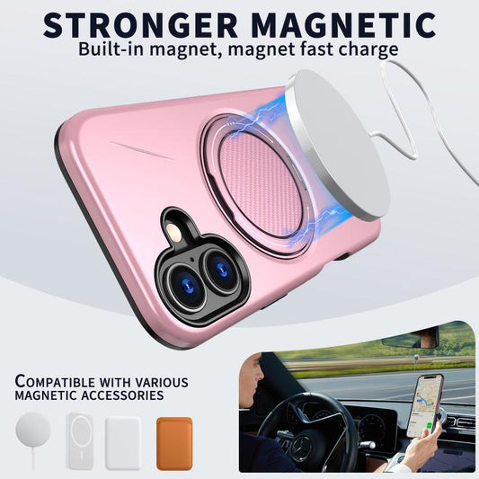 For iPhone 16 Plus Kalebol Magnetic MagSafe Rotation Holder PC Phone Case(Pink) - iPhone 16 Plus Cases by Kalebol | Online Shopping UK | buy2fix
