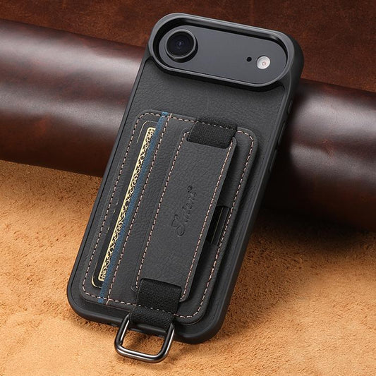 For iPhone 17 Air Suteni H13 Litchi Leather Wrist Strap Wallet Back Phone Case(Black) - iPhone 17 Air Cases by Suteni | Online Shopping UK | buy2fix