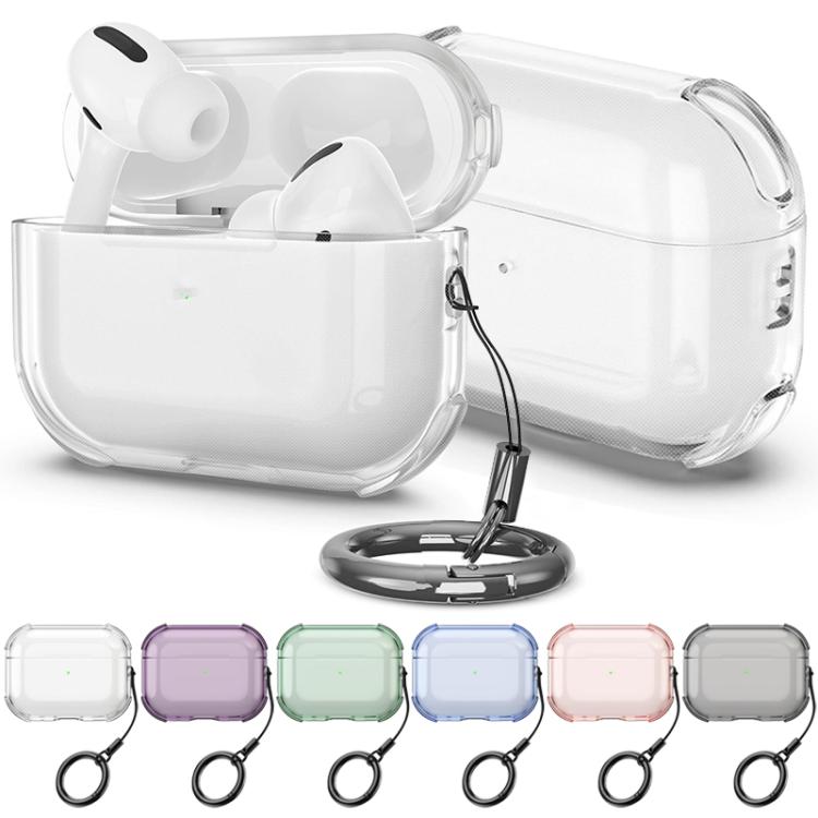 For AirPods Pro Simple Transparent Soft Shell TPU Earphone Protective Cover with Ring Rope(Transparent) - For AirPods Pro by buy2fix | Online Shopping UK | buy2fix