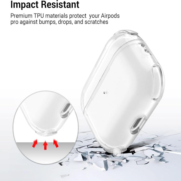 For AirPods Pro Simple Transparent Soft Shell TPU Earphone Protective Cover with Ring Rope(Transparent) - For AirPods Pro by buy2fix | Online Shopping UK | buy2fix