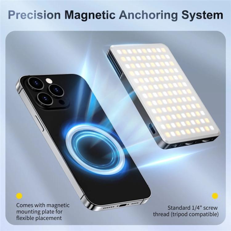 JMARY FM-168R Dual Color Temperature 160 LED Beads Portable Magnetic Phone Fill Light(Black) - by Jmary | Online Shopping UK | buy2fix