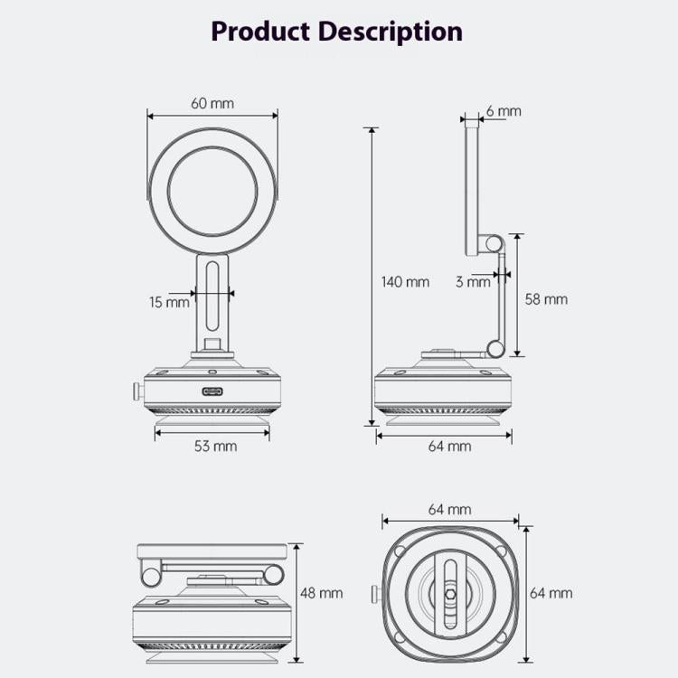 X74 Car Dashboard Electric Vacuum Suction Cup Magnetic Phone Holder - Universal Car Holders by buy2fix | Online Shopping UK | buy2fix