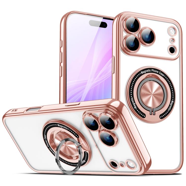 For iPhone 17 Pro Max Colorful 360 Invisible Ring MagSafe Phone Case(Pink) - iPhone 17 Pro Max Cases by buy2fix | Online Shopping UK | buy2fix