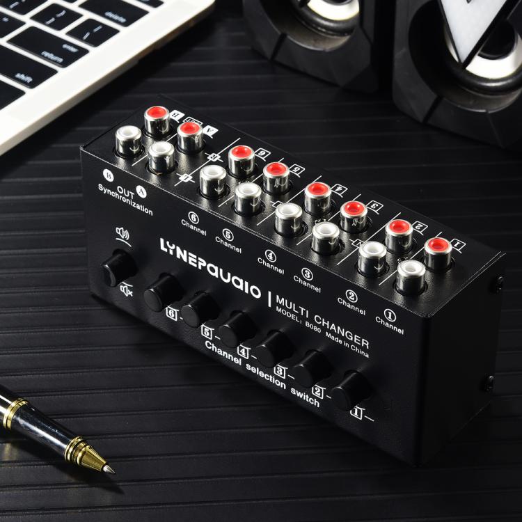 B080 6 Input 2 Output Audio Signal Selector Audio Switcher, 2-Channel Synchronous Output RCA Interface - by buy2fix | Online Shopping UK | buy2fix