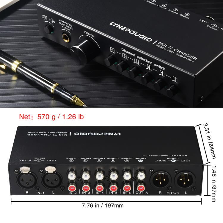 B081 6 Input 3 Outupt Audio Signal Selector Switcher Multi-channel Switcher, Fully Balanced Passive Front Active Speaker Volume Controller RCA Selector - by buy2fix | Online Shopping UK | buy2fix