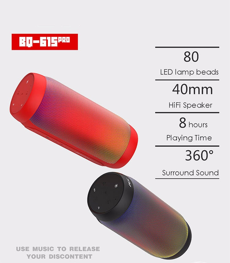 AEC BQ615 PRO Colorful LED Wireless HiFi Stereo Speaker, Combines Bluetooth + TF card player + FM radio + AUX + NFC - Desktop Speaker by AEC | Online Shopping UK | buy2fix