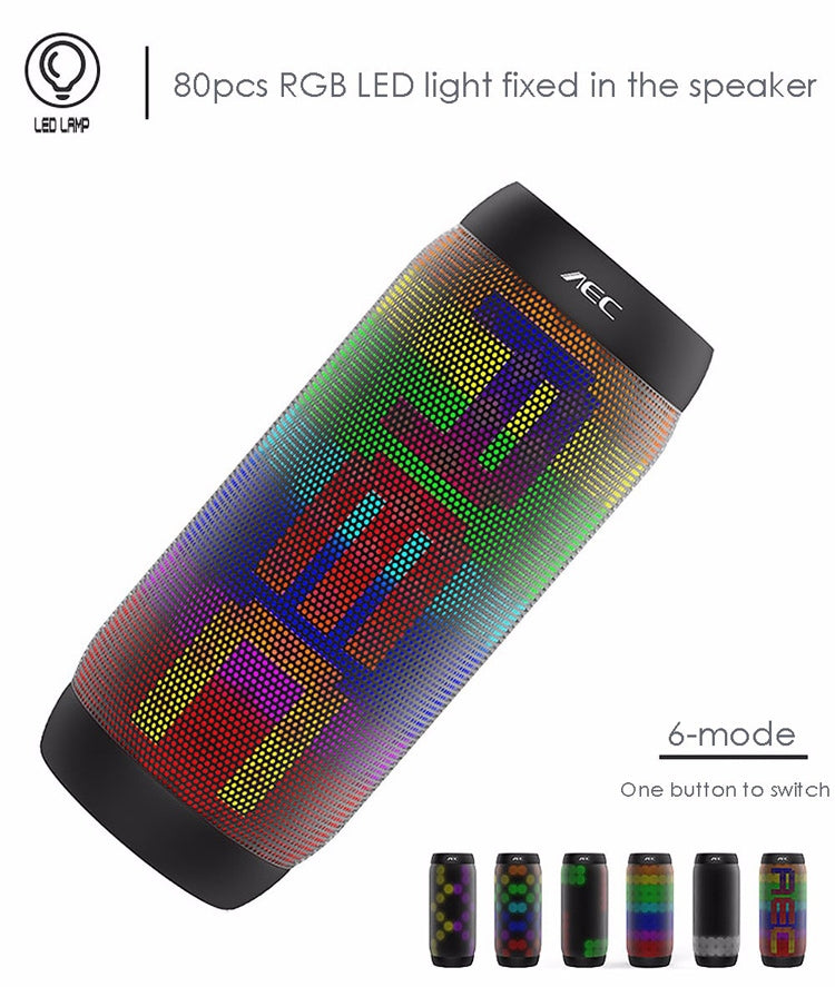 AEC BQ615 PRO Colorful LED Wireless HiFi Stereo Speaker, Combines Bluetooth + TF card player + FM radio + AUX + NFC - Desktop Speaker by AEC | Online Shopping UK | buy2fix