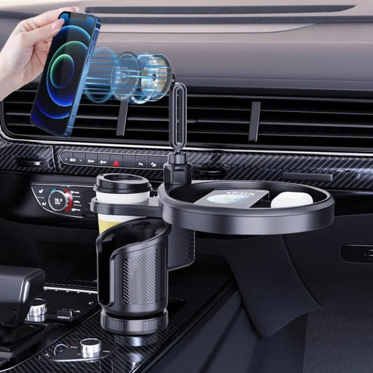 CP242F 15W Fast Charging Wireless Charger Car Cup Holder Magnetic Phone Navigation Stand - Car Drink Holders by buy2fix | Online Shopping UK | buy2fix