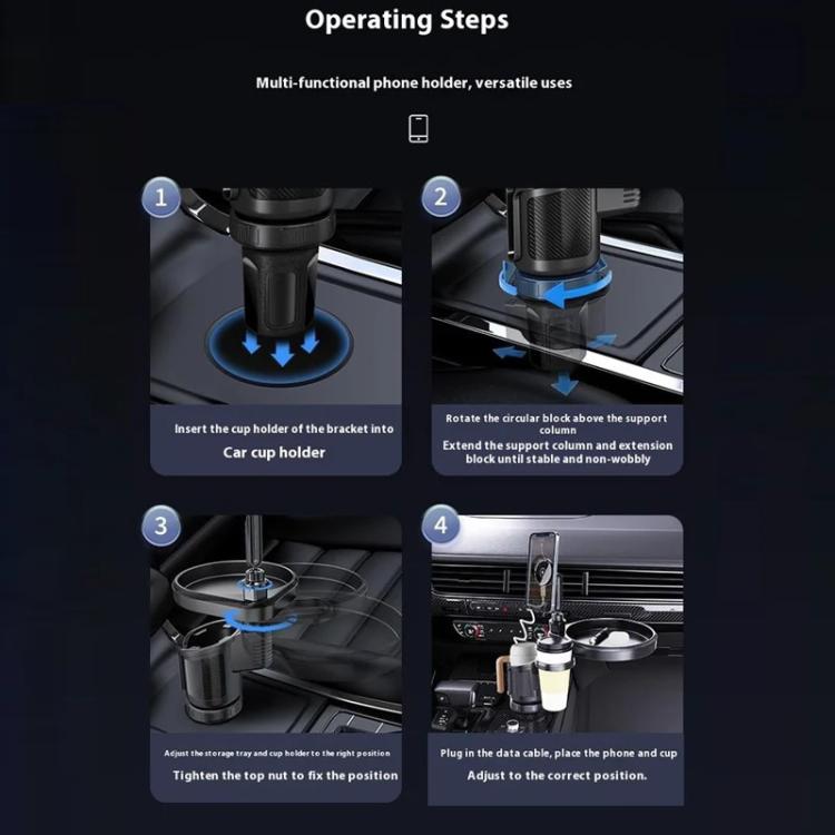 CP242F 15W Fast Charging Wireless Charger Car Cup Holder Magnetic Phone Navigation Stand - Car Drink Holders by buy2fix | Online Shopping UK | buy2fix