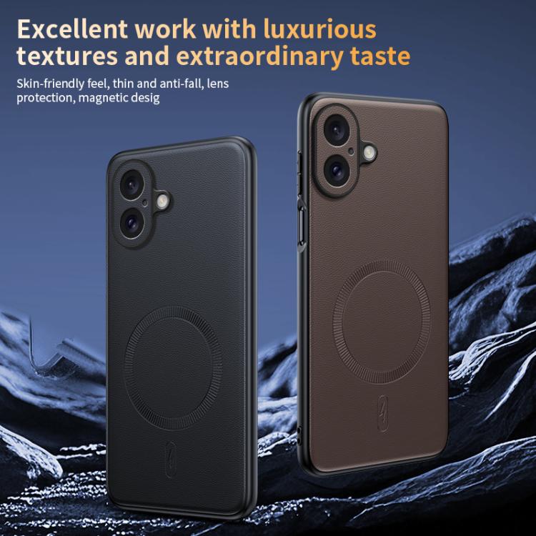 For iPhone 17 Plain Leather MagSafe Shockproof Phone Case(Black) - iPhone 17 Cases by buy2fix | Online Shopping UK | buy2fix