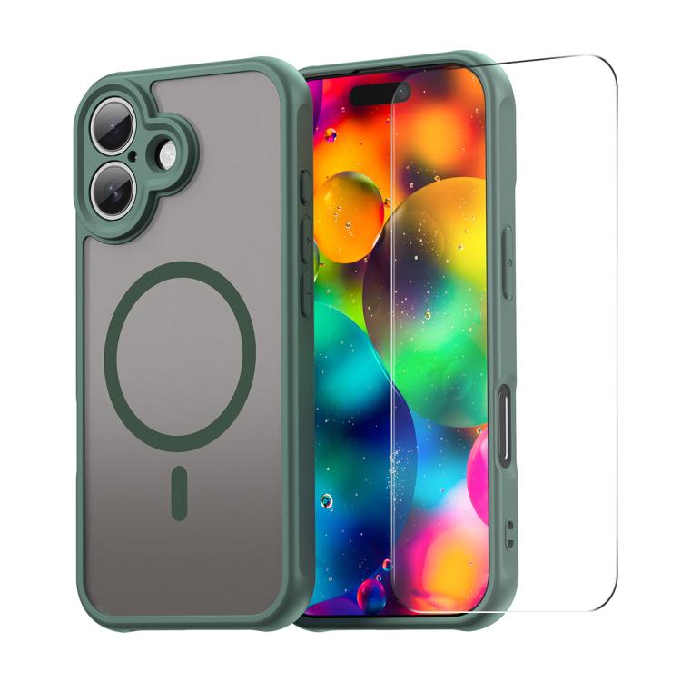 For iPhone 17 ENKAY Hat-Prince MagSafe Matte Translucent Shockproof Phone Case with Large Arc Edge Film(Green) - iPhone 17 Cases by ENKAY | Online Shopping UK | buy2fix