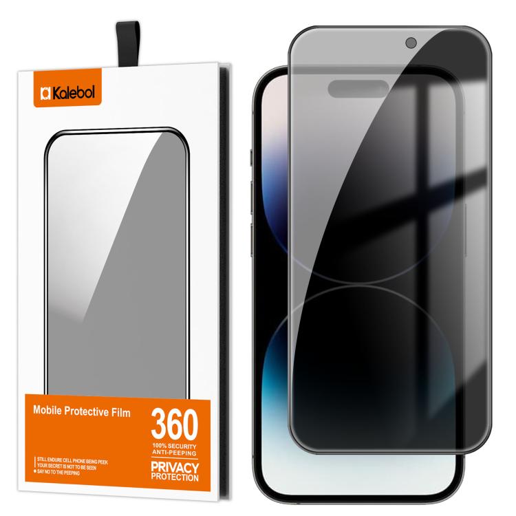 For iPhone 14 Pro Max Kalebol High-Aluminum Screen-Printed Full-Coverage Black-Border Privacy Tempered Glass Film - iPhone 14 Pro Max Tempered Glass by Kalebol | Online Shopping UK | buy2fix