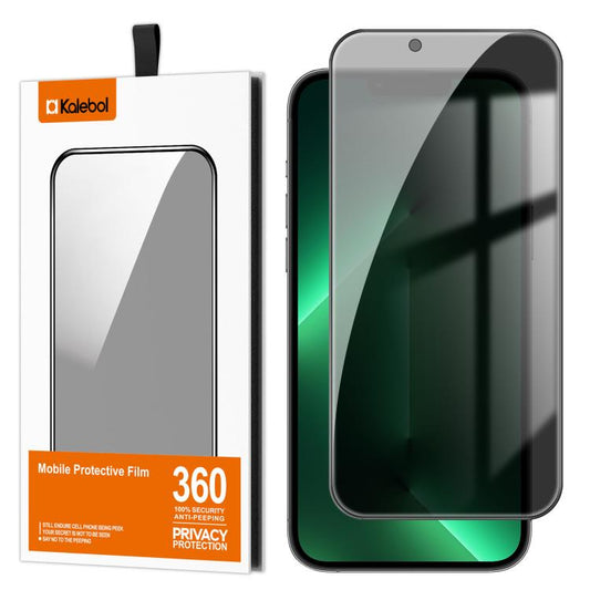 For iPhone 13 Pro Max Kalebol High-Aluminum Screen-Printed Full-Coverage Black-Border Privacy Tempered Glass Film - iPhone 13 Pro Max Tempered Glass by Kalebol | Online Shopping UK | buy2fix