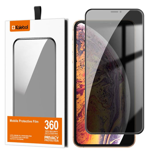 For iPhone XS Kalebol High-Aluminum Screen-Printed Full-Coverage Black-Border Privacy Tempered Glass Film - iPhone X & XS Tempered Glass by Kalebol | Online Shopping UK | buy2fix