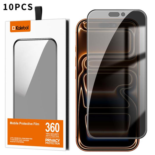 For iPhone 17 Pro Kalebol 10pcs High-Aluminum Screen-Printed Full-Coverage Black-Border Privacy Tempered Glass Film - iPhone 17 Pro Tempered Glass by Kalebol | Online Shopping UK | buy2fix