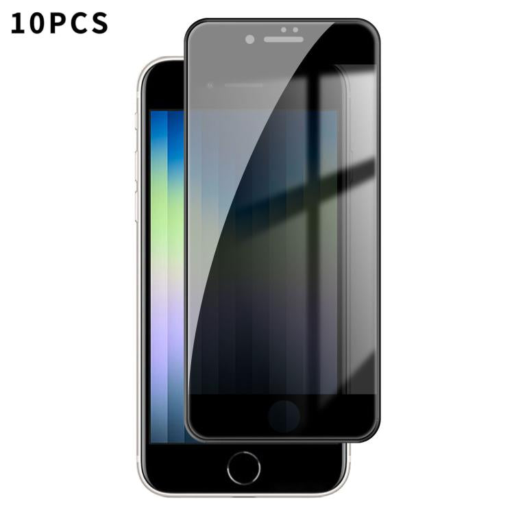 For iPhone SE 2022 / 2020 Kalebol 10pcs High-Aluminum Screen-Printed Full-Coverage Black-Border Privacy Tempered Glass Film - iPhone SE 2022 / 2020 Tempered Glass by Kalebol | Online Shopping UK | buy2fix