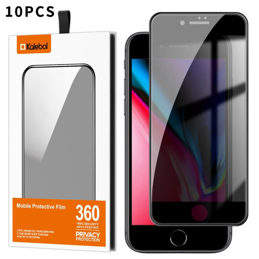 For iPhone 7 Plus Kalebol 10pcs High-Aluminum Screen-Printed Full-Coverage Black-Border Privacy Tempered Glass Film - iPhone 8 Plus & 7 Plus Tempered Glass by Kalebol | Online Shopping UK | buy2fix