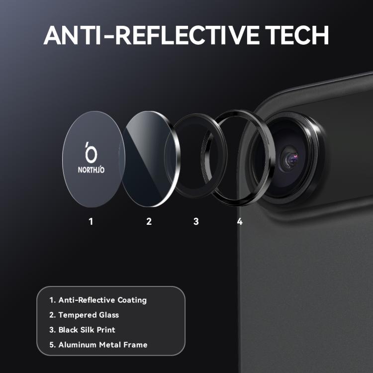 For iPhone Air NORTHJO Camera Lens Protector CD Metal Ring Tempered Glass Film(Black) - iPhone Air Tempered Glass by NORTHJO | Online Shopping UK | buy2fix