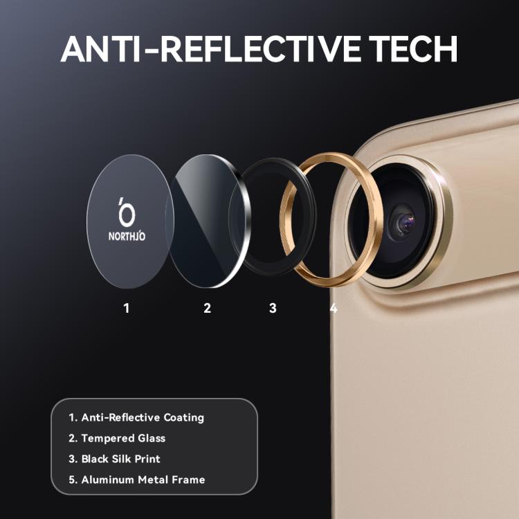For iPhone Air NORTHJO Camera Lens Protector CD Metal Ring Tempered Glass Film(Gold) - iPhone Air Tempered Glass by NORTHJO | Online Shopping UK | buy2fix