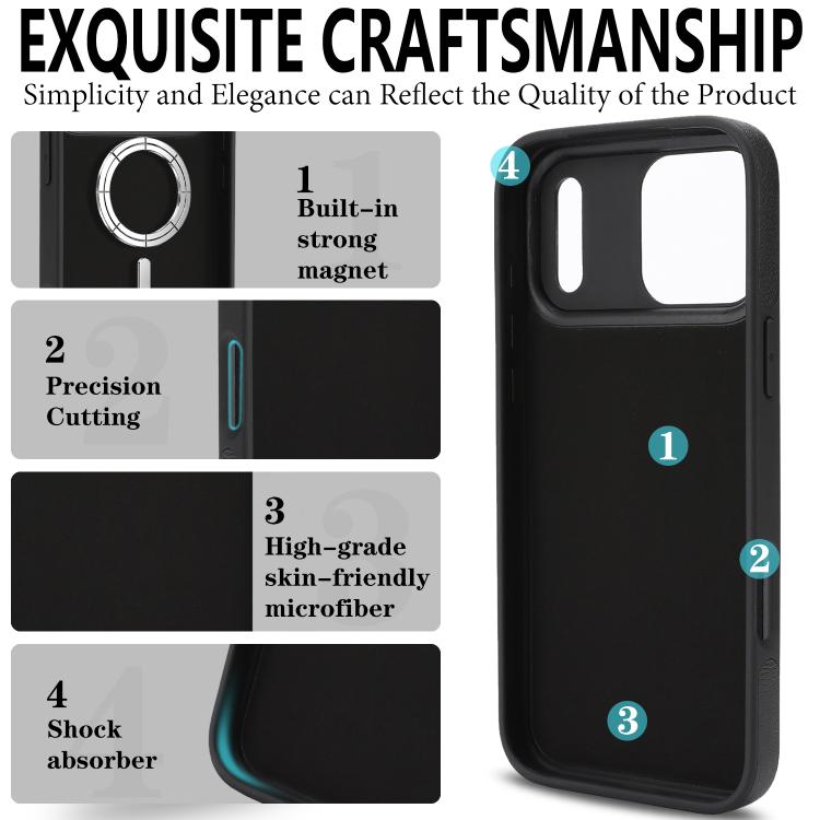 For iPhone 17 Pro Max Kalebol Strong Magnetic MagSafe Ring 2 In 1 Split Leather Phone Case(Black) - iPhone 17 Pro Max Tempered Glass by Kalebol | Online Shopping UK | buy2fix