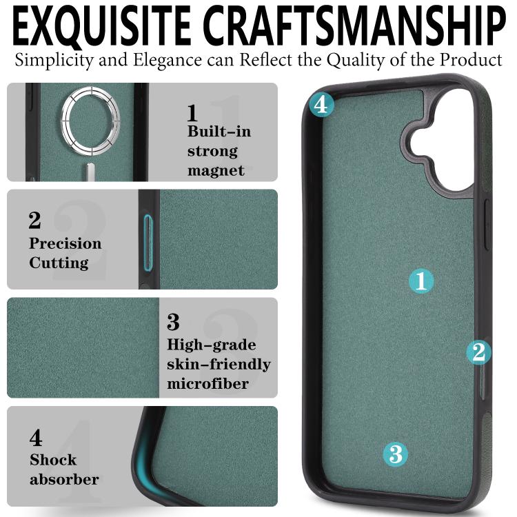 For iPhone 17 Kalebol Strong Magnetic MagSafe Ring 2 In 1 Split Leather Phone Case(Green) - iPhone 17 Cases by Kalebol | Online Shopping UK | buy2fix