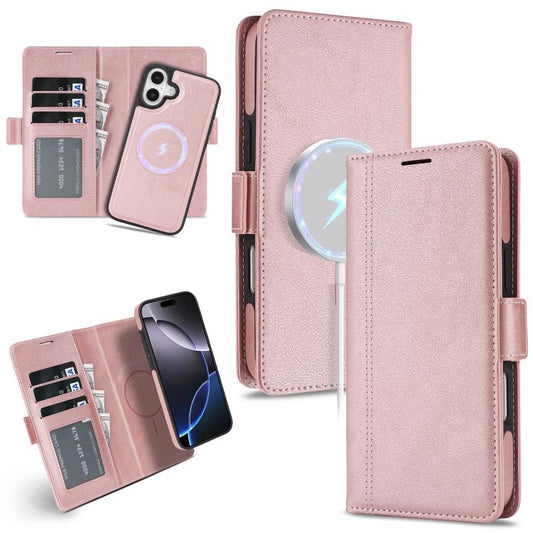 For iPhone 17 Kalebol Strong Magnetic MagSafe Ring 2 In 1 Split Leather Phone Case(Rose Gold) - iPhone 17 Cases by Kalebol | Online Shopping UK | buy2fix