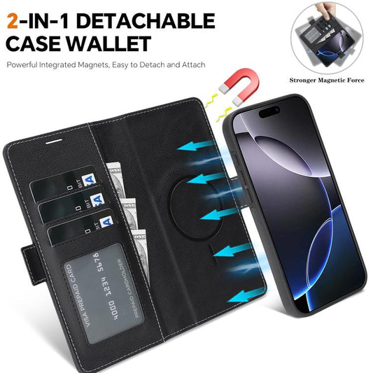 For iPhone Air Kalebol Strong Magnetic MagSafe Ring 2 In 1 Split Leather Phone Case(Black) - iPhone Air Cases by Kalebol | Online Shopping UK | buy2fix