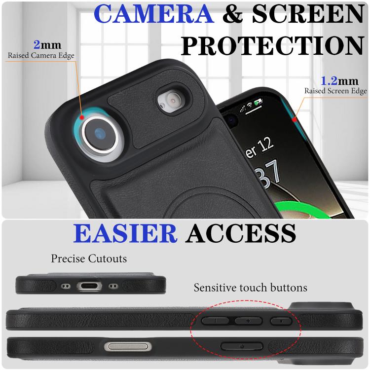 For iPhone Air Kalebol Strong Magnetic MagSafe Ring 2 In 1 Split Leather Phone Case(Black) - iPhone Air Cases by Kalebol | Online Shopping UK | buy2fix