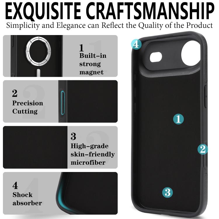 For iPhone Air Kalebol Strong Magnetic MagSafe Ring 2 In 1 Split Leather Phone Case(Black) - iPhone Air Cases by Kalebol | Online Shopping UK | buy2fix