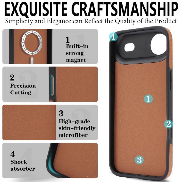 For iPhone Air Kalebol Strong Magnetic MagSafe Ring 2 In 1 Split Leather Phone Case(Brown) - iPhone Air Cases by Kalebol | Online Shopping UK | buy2fix