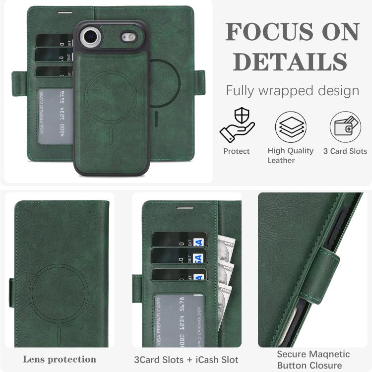 For iPhone Air Kalebol Strong Magnetic MagSafe Ring 2 In 1 Split Leather Phone Case(Green) - iPhone Air Cases by Kalebol | Online Shopping UK | buy2fix