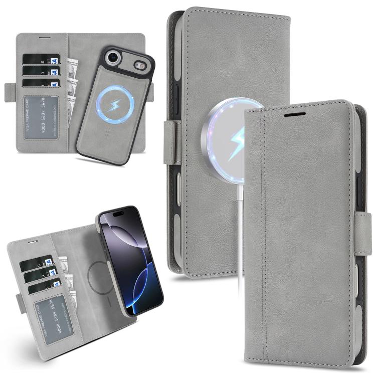 For iPhone Air Kalebol Strong Magnetic MagSafe Ring 2 In 1 Split Leather Phone Case(Gray) - iPhone Air Cases by Kalebol | Online Shopping UK | buy2fix