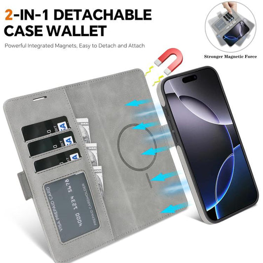 For iPhone Air Kalebol Strong Magnetic MagSafe Ring 2 In 1 Split Leather Phone Case(Gray) - iPhone Air Cases by Kalebol | Online Shopping UK | buy2fix