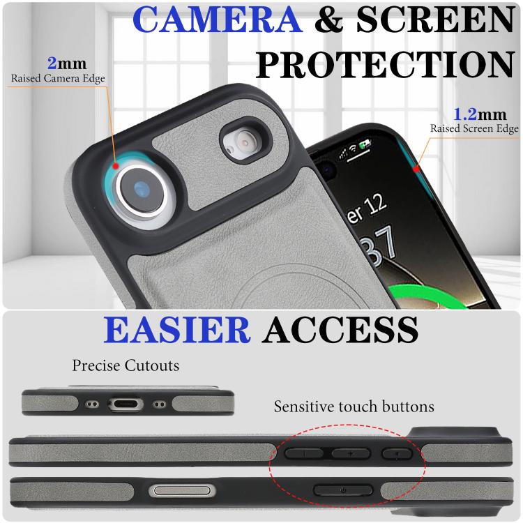 For iPhone Air Kalebol Strong Magnetic MagSafe Ring 2 In 1 Split Leather Phone Case(Gray) - iPhone Air Cases by Kalebol | Online Shopping UK | buy2fix