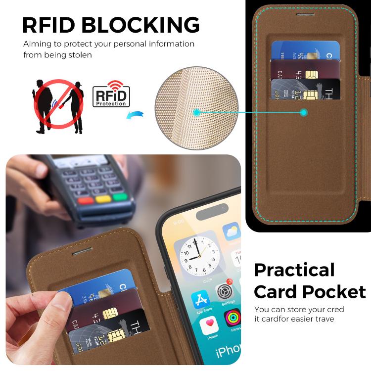 For iPhone 17 Pro Knight Shield 360 Rotation Holder MagSafe RFID Leather Phone Case(Coffee) - iPhone 17 Pro Cases by buy2fix | Online Shopping UK | buy2fix