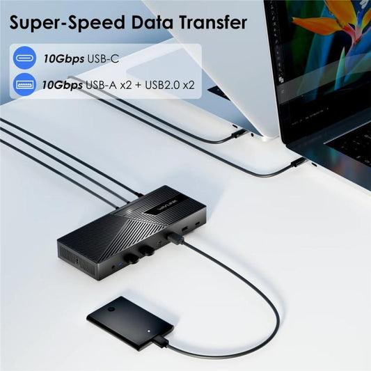 WAVLINK UG69PD27 USB-C KVM Exchanger Hub Adapter DisplayLink 4K Monitor Docking Station, Plug:AU Plug - by WAVLINK | Online Shopping UK | buy2fix