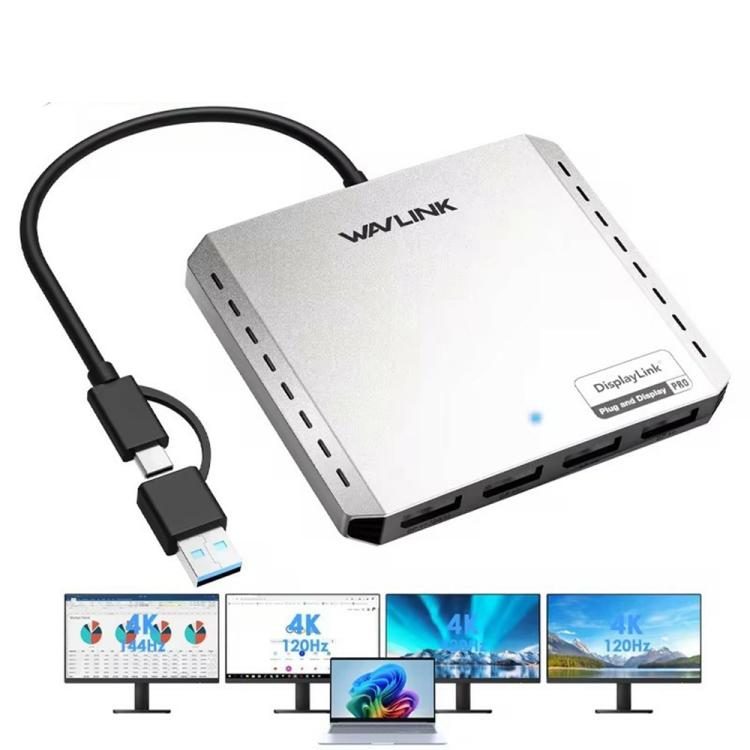 WAVLINK UG7501DH 85W Upstream Charging 2DP + 2HD Converter 4K / 8K Display Adapter - by WAVLINK | Online Shopping UK | buy2fix
