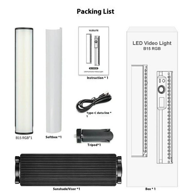 VLOGLITE B15RGB For Photography Live Streaming RGB Ambient Lamp Handheld LED Light Stick - by VLOGLITE | Online Shopping UK | buy2fix