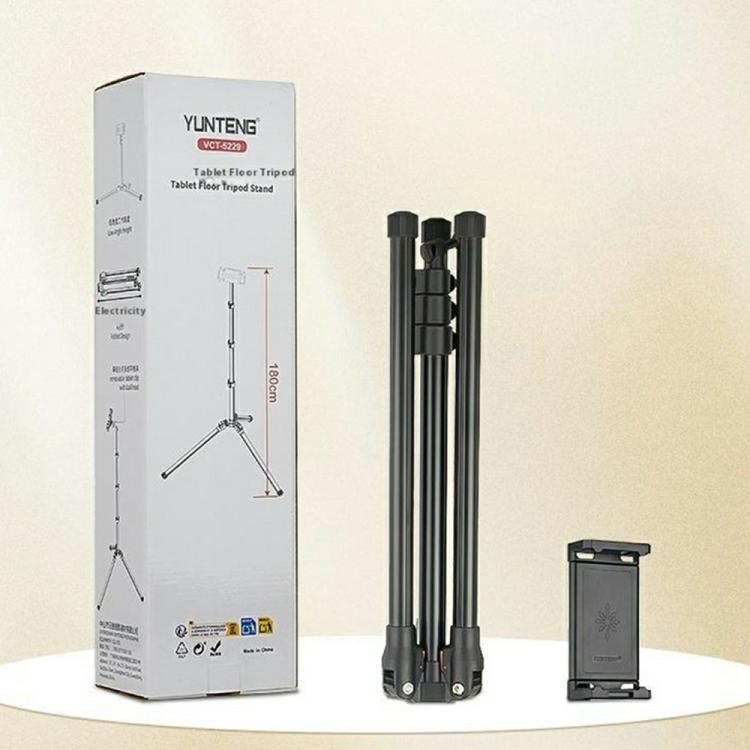 YUNTENG VCT-5229 For Smartphone / Tablet Folding Floor Stand Adjustable Height Tripod - Tripods by YUNTENG | Online Shopping UK | buy2fix