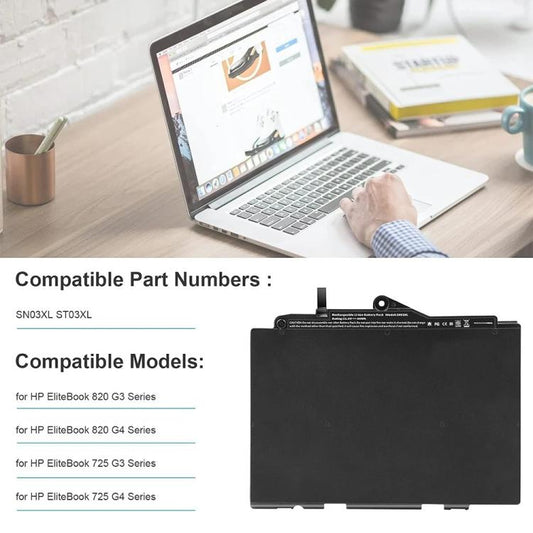 SN03XL 11.4V 44Wh SN03XL ST03XL Battery for HP EliteBook 820 G3 G4 725 G3 G4 HSTNN-DB6V - Dell Spare Parts by buy2fix | Online Shopping UK | buy2fix