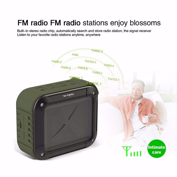 W-KING S7 Mini Wireless Waterproof Loudspeaker With TF/FM/AUX/NFC Bluetooth Bike Speaker(Army Green) - Waterproof Speaker by W-KING | Online Shopping UK | buy2fix