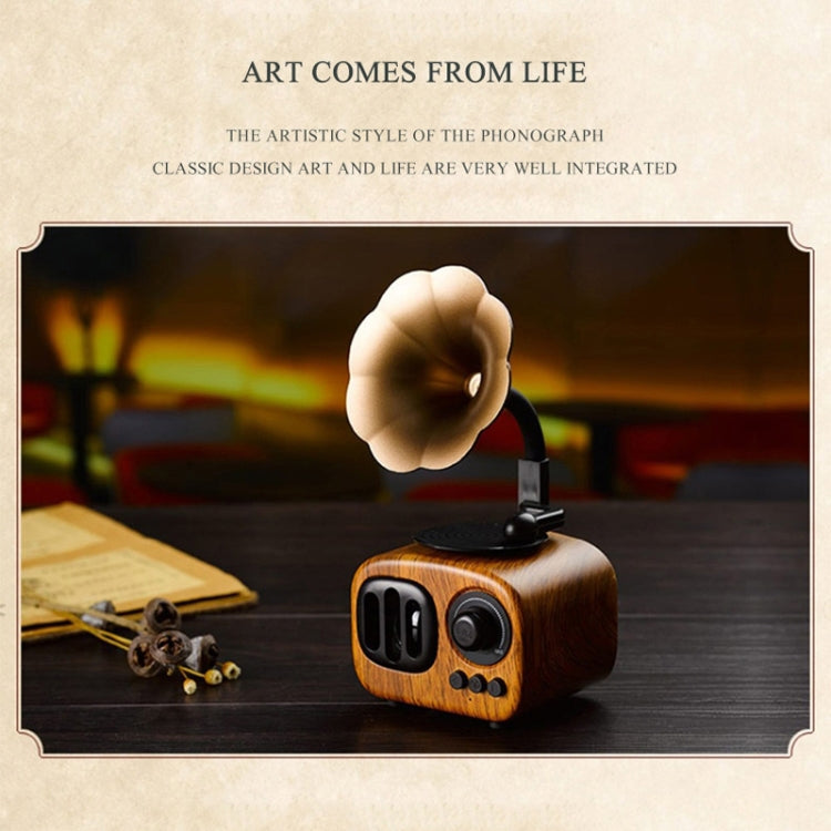 Retro Wood Portable Mini Bluetooth Speaker Wireless Loudspeaker Outdoor Speaker Sound System TF FM Radio Music Subwoofer(Khaki) - Desktop Speaker by buy2fix | Online Shopping UK | buy2fix